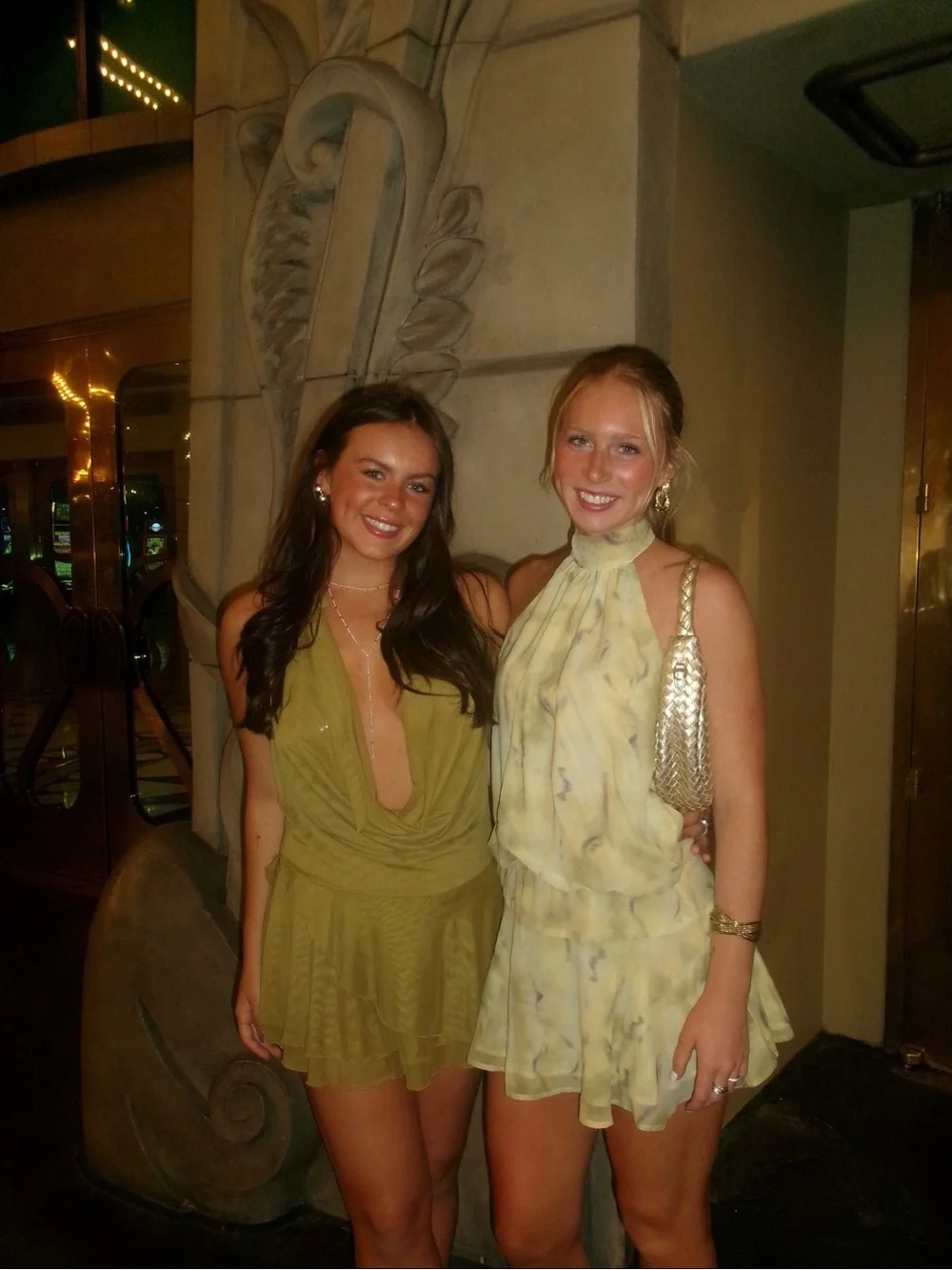 Peppermayo Pale Yellow Watercolor Halter Dress with purple/gray pattern - Picture 4 of 4